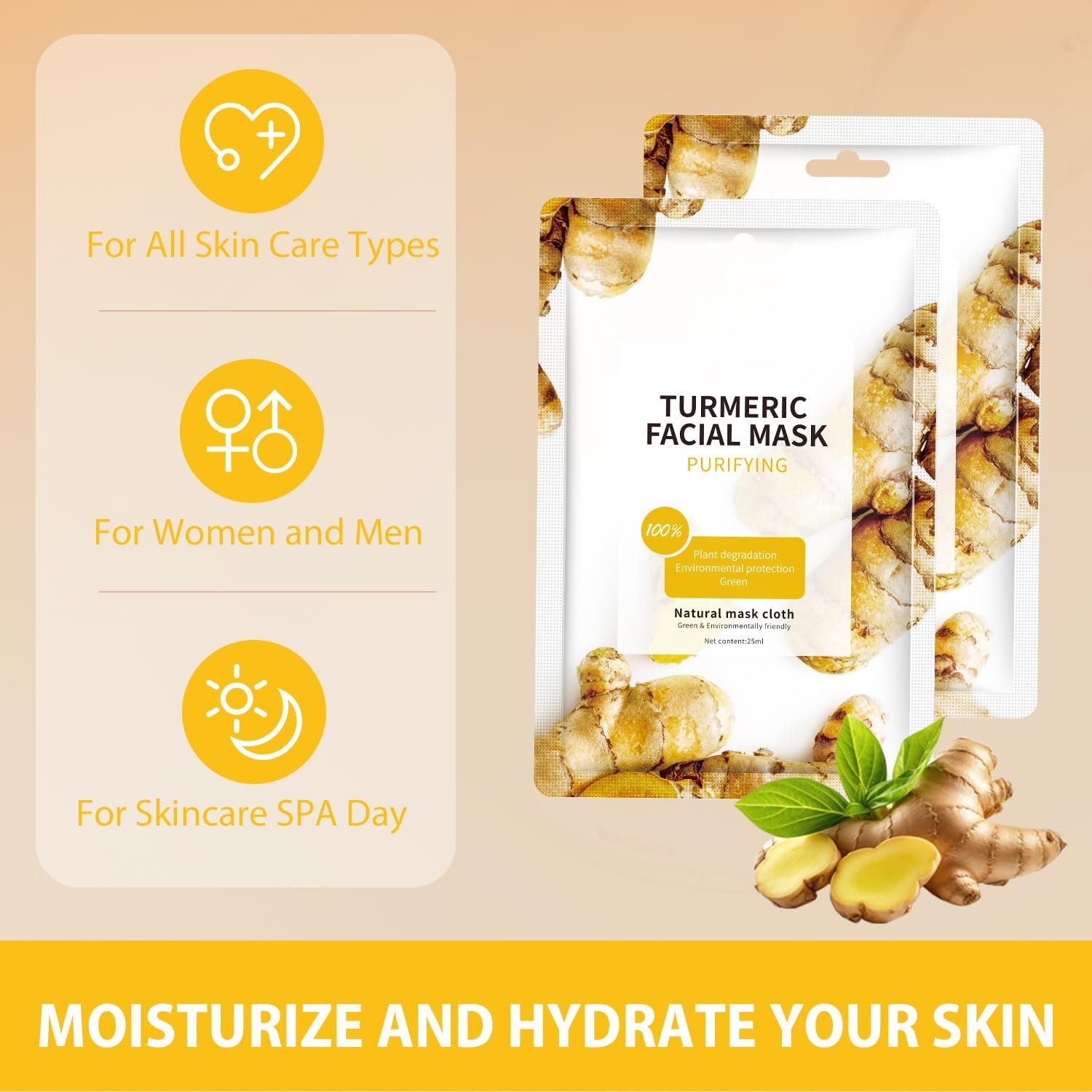 Маска для обличчя Turmeric (10 шт. в упаковці), фото №5