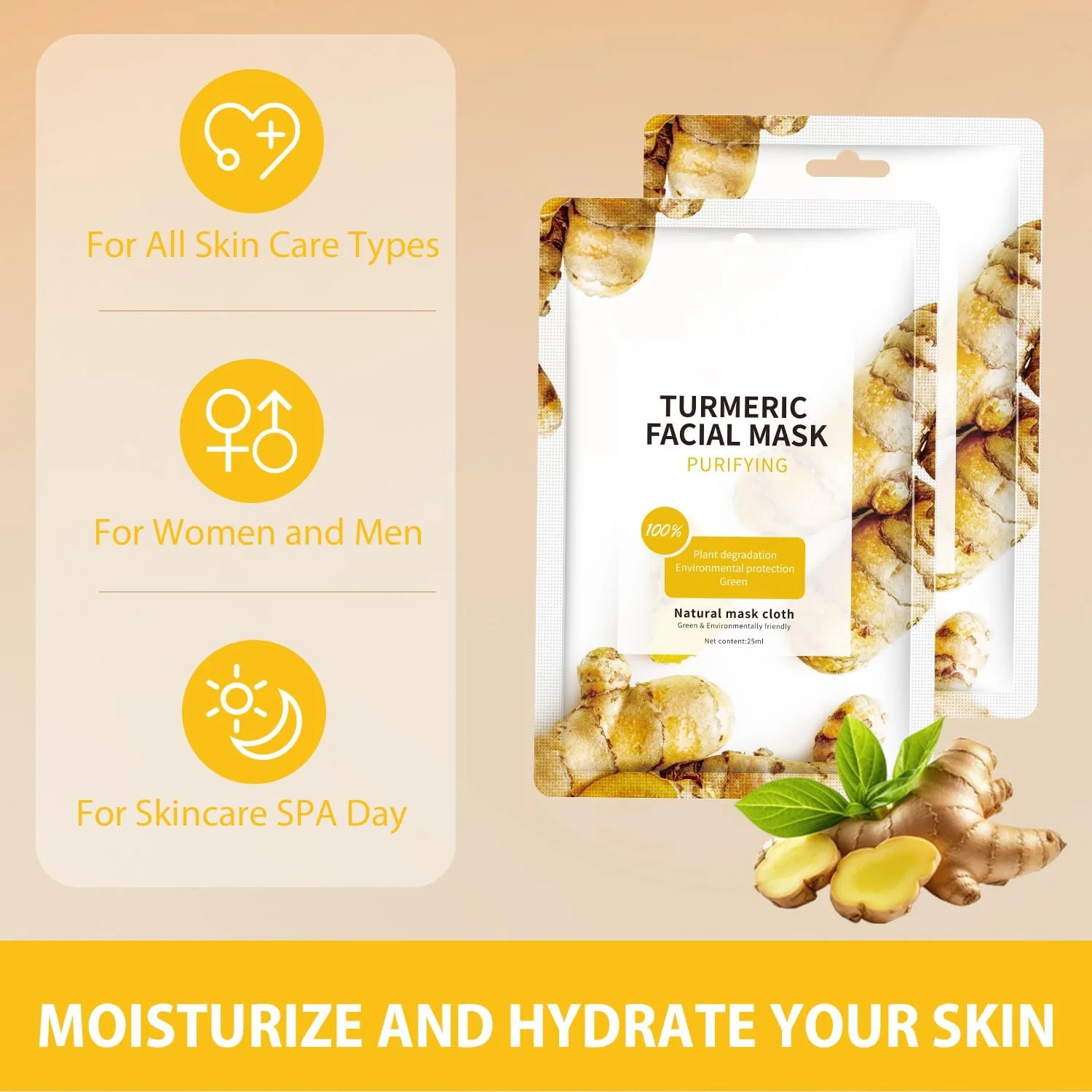 Маска для лица Turmeric (10 шт. в упаковке), фото №5