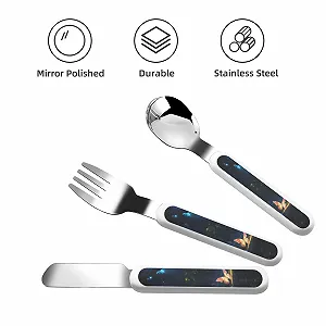 Дитячий набір столових приборів з принтом Leuchtende Nacht, три предмети, багаторазовий synthetic.ua - Фото 1