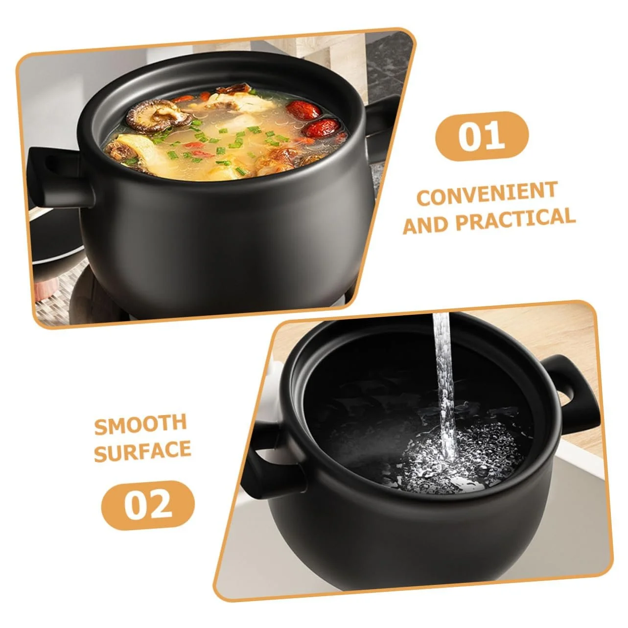 Кастрюля для супа керамическая с крышкой 1.8 л, фото №6