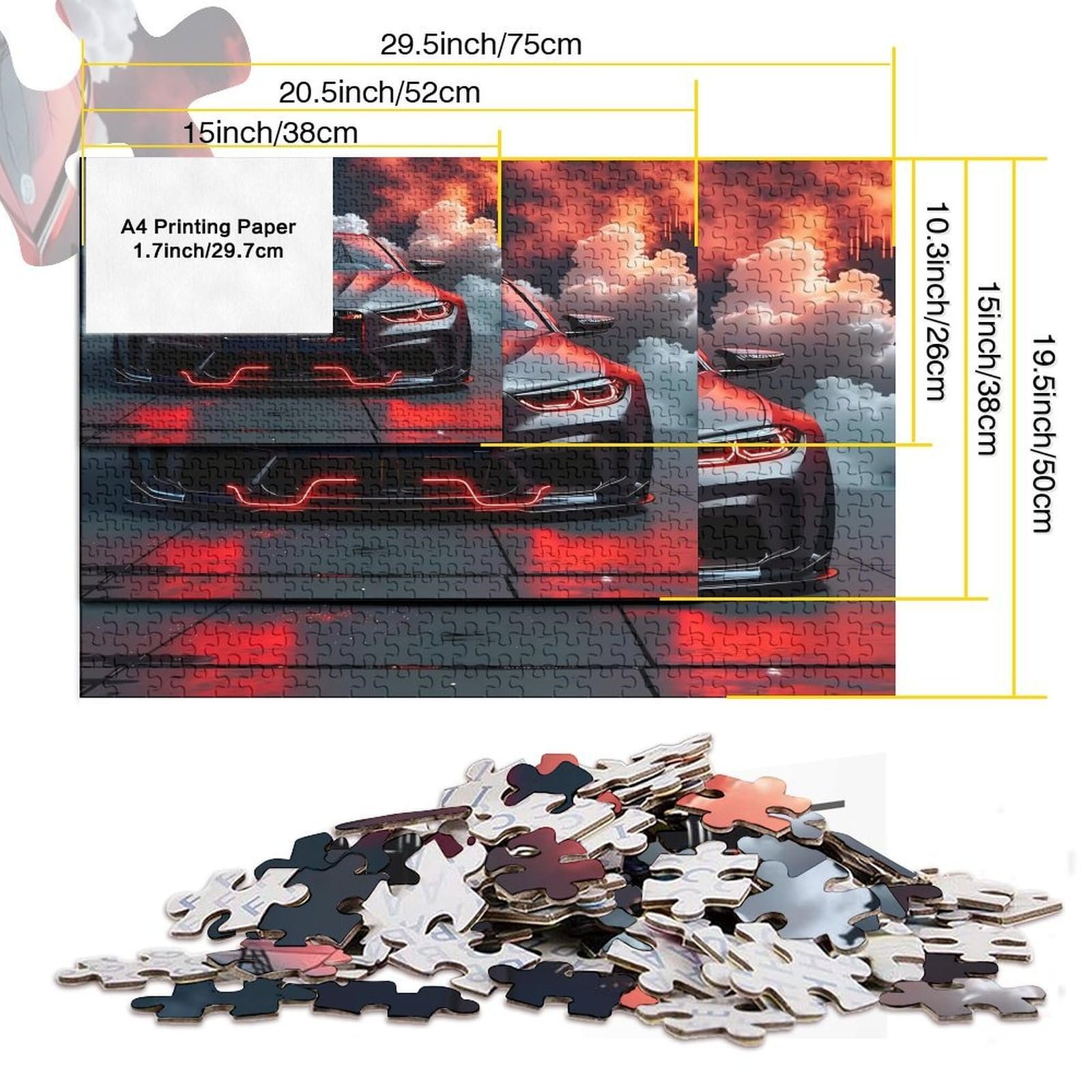 Пазл Красный спортивный автомобиль 1000 деталей 70 x 50 см красный, фото №5