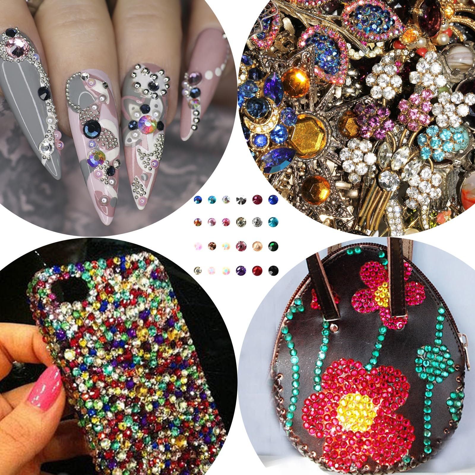 Стразы Круглые 4 мм 24 цвета AB Jelly Art Fluorescence, набор 3500 шт, фото №2