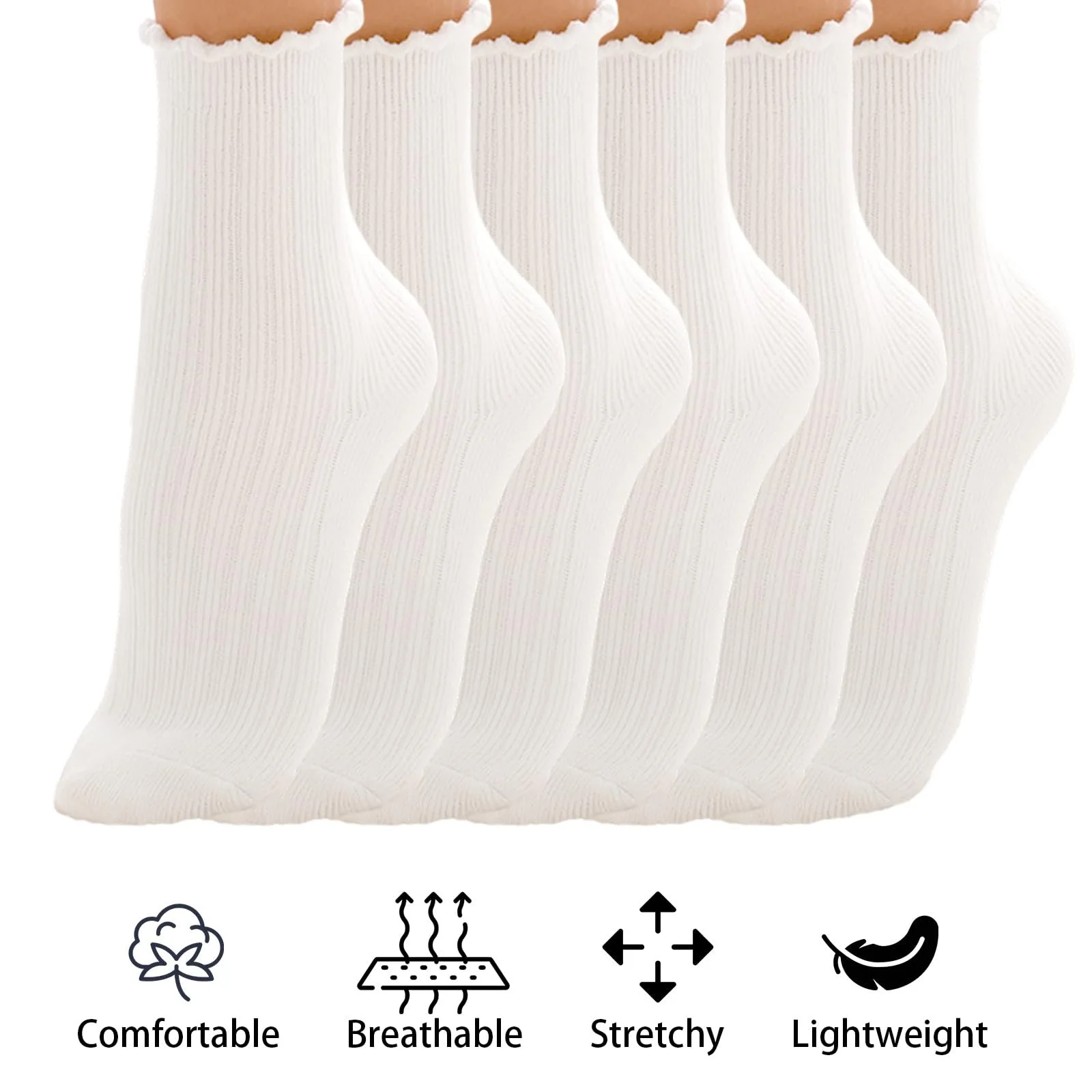 Шкарпетки з рюшами жіночі, 10 пар, Білий, 36-42, фото №3 Шкарпетки з рюшами жіночі, 10 пар, Білий, 36-42, фото №3