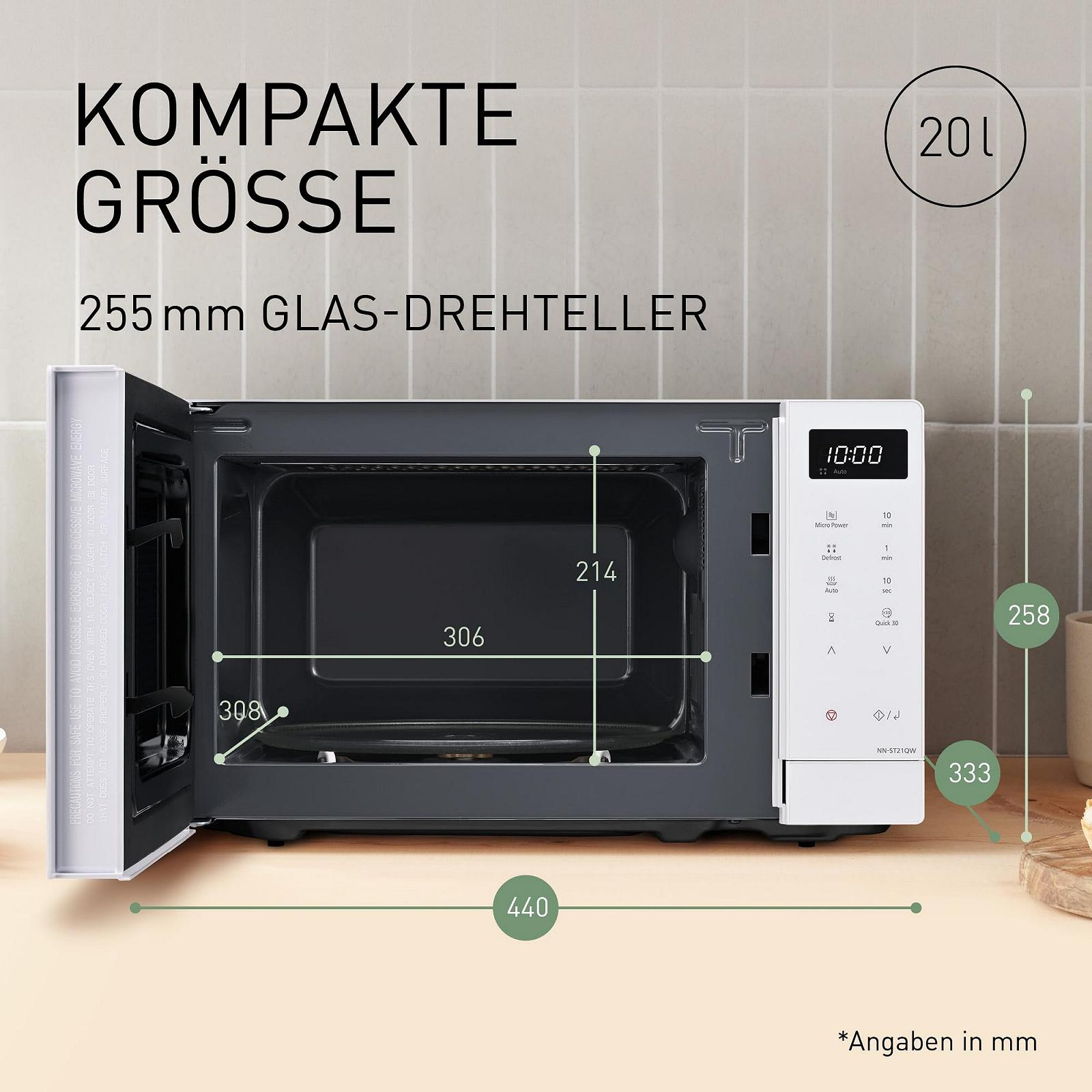 Микроволновая печь Panasonic NN-ST21QWEPG 20 л 800 Вт Белая, фото №3 Микроволновая печь Panasonic NN-ST21QWEPG 20 л 800 Вт Белая, фото №3