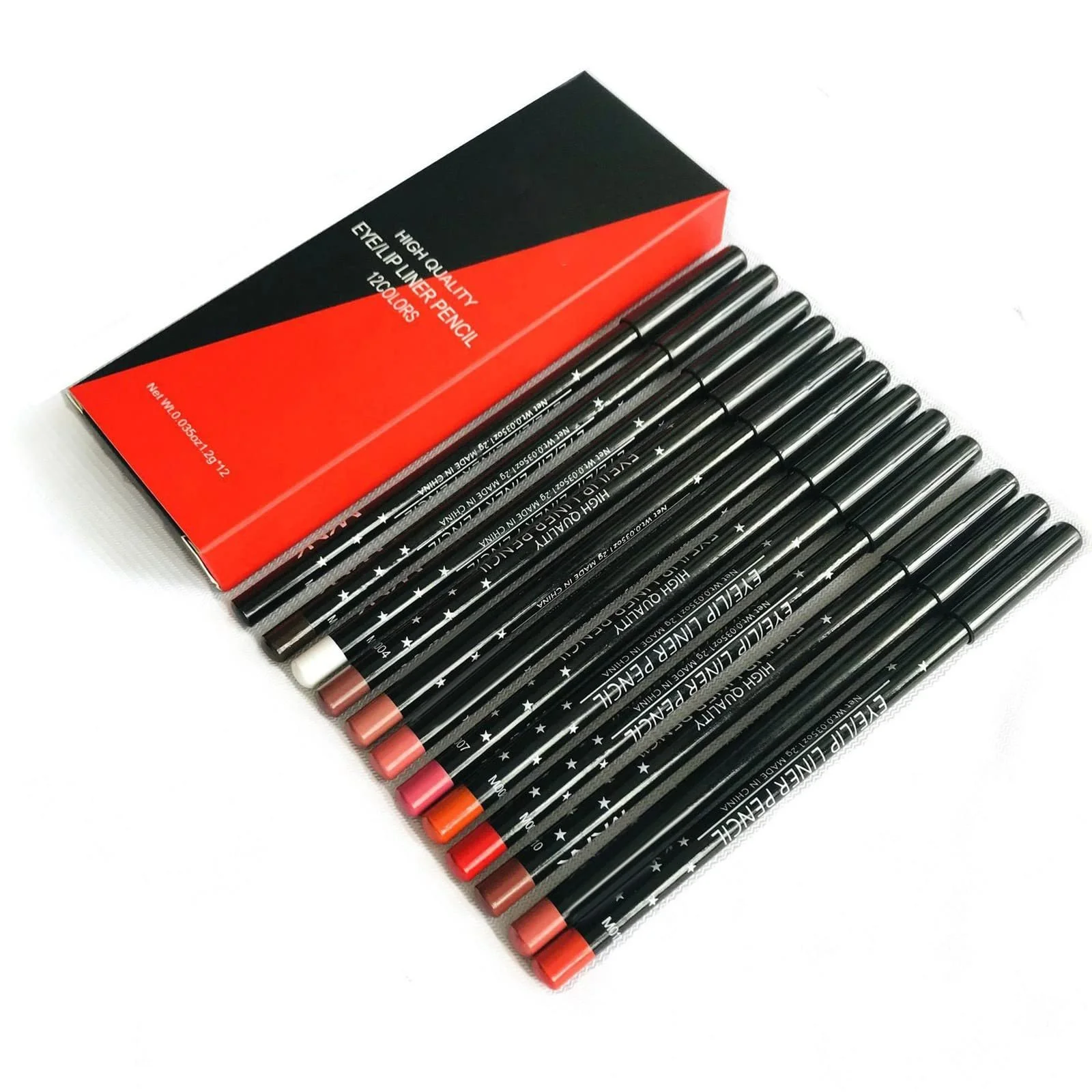 Набір олівців 12 кольорів, водостійкий, довготривалий, для професійного макіяжу, чорний, One Size, фото №3