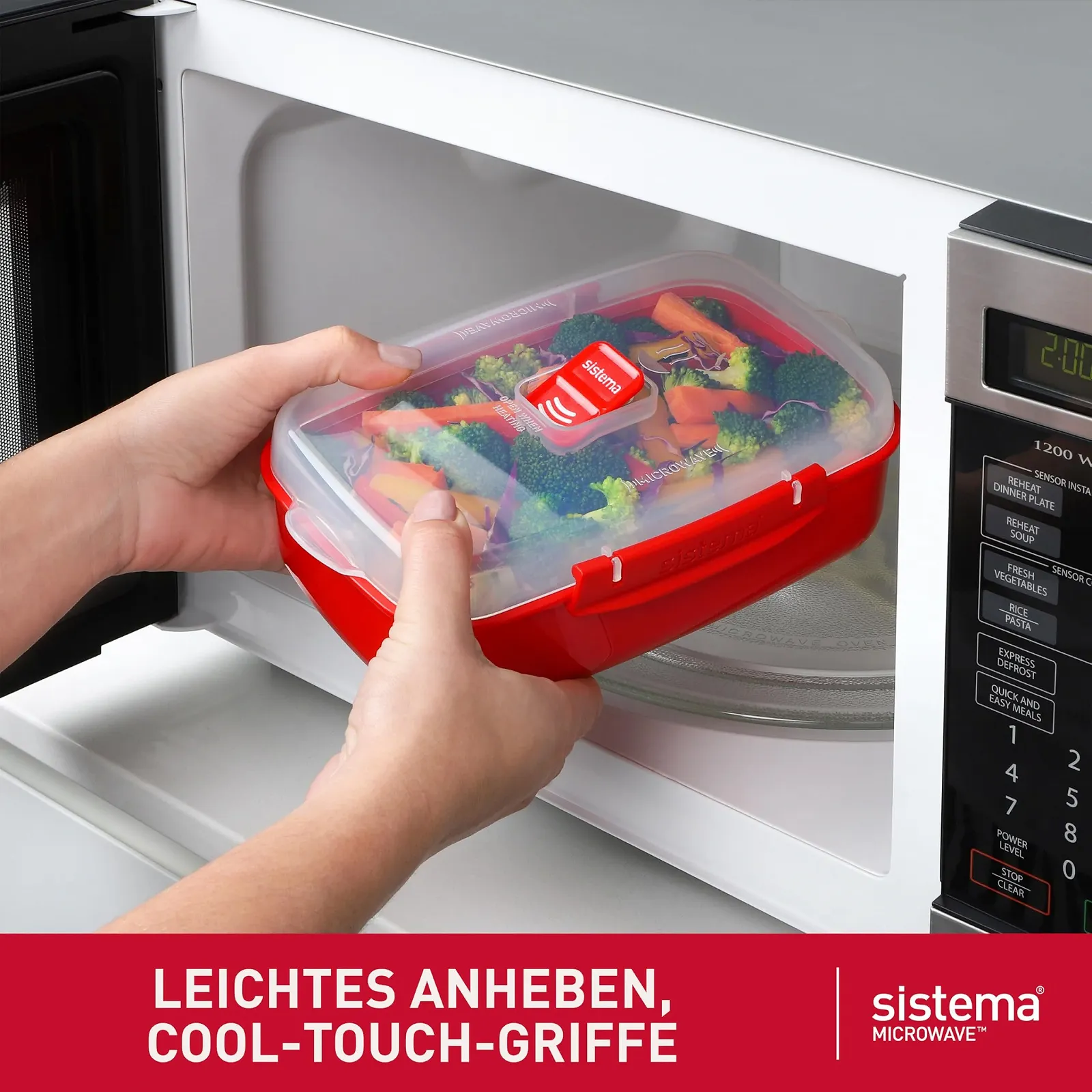 Набір контейнерів для зберігання їжі Sistema Microwave-Heat & Eat 82005 прямокутні 4 шт. з кришками (2 x 1,25 л + 2 x 525 мл) з фіксаторами та вентиляційними клапанами BPA-Free, фото №5