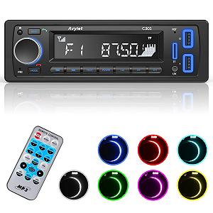 Автомагнітола Bluetooth 5.0 Avylet 1 DIN з 2 USB/AUX/картою пам'яті/MP3-плеєром 7 кольорів - Фото 1