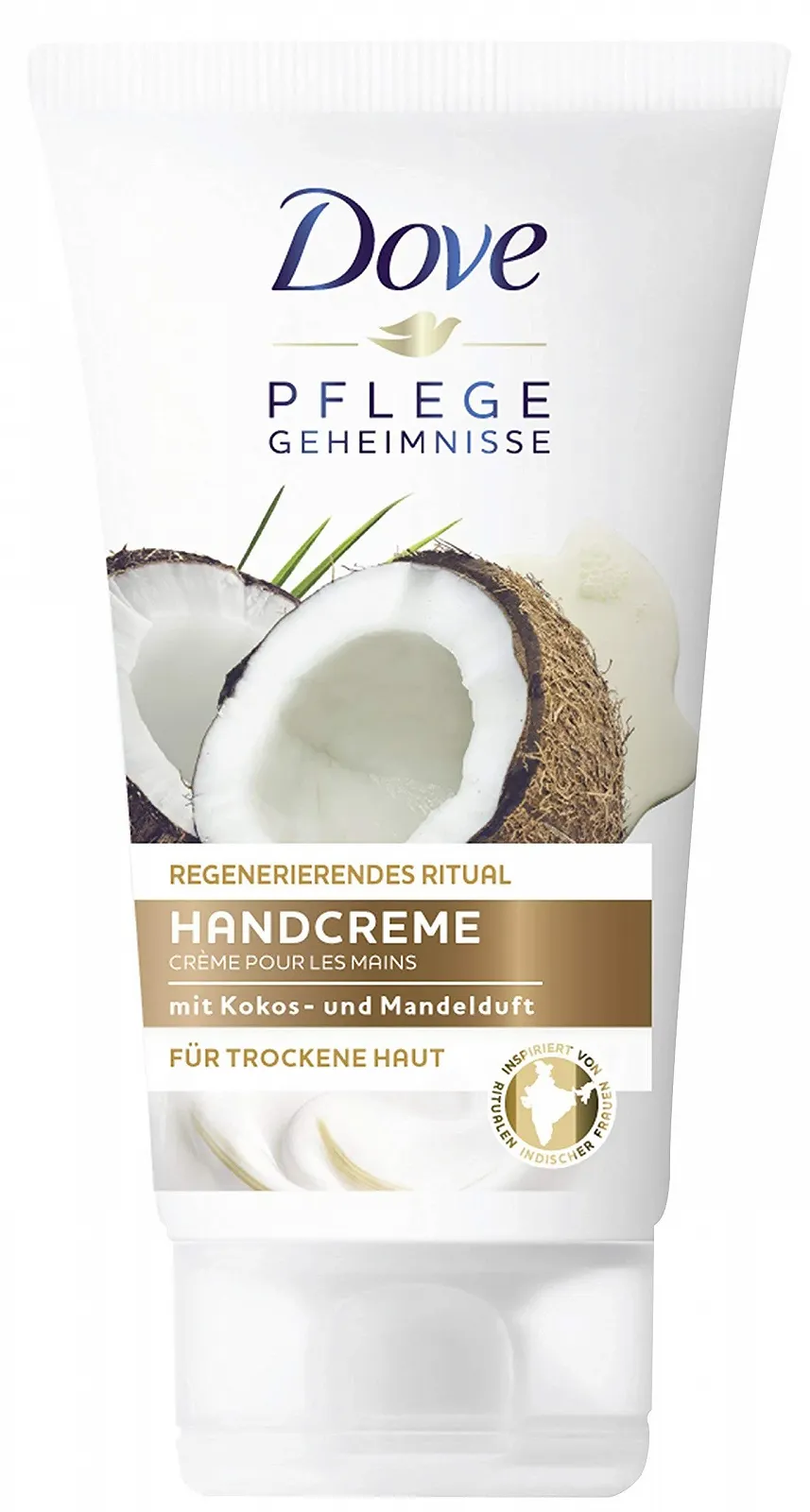 Крем для рук Dove Care Secrets Regenerating Ritual для сухої шкіри, кокос та мигдаль, 6 x 75 мл, кокос, фото №1