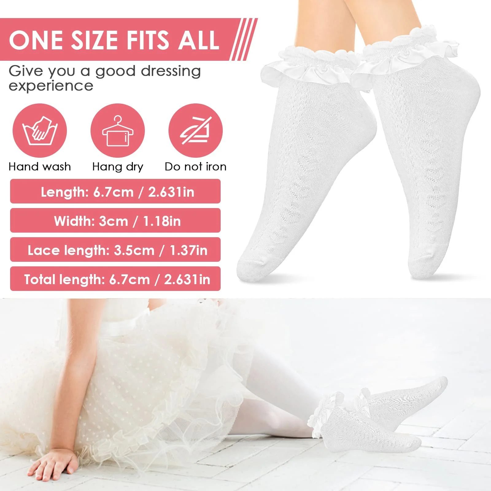 Шкарпетки Sibba з мереживними вставками та рюшами, фото №9