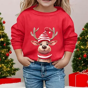 Рождественский свитер для девочек, рождественская толстовка, спортивный уродливый свитер, олень 122, рождественский свитер, 140 тыквенный рождественский свитер, 128 рождественская елка 98, детский свитер, футболки Санта synthetic.ua - Фото 1