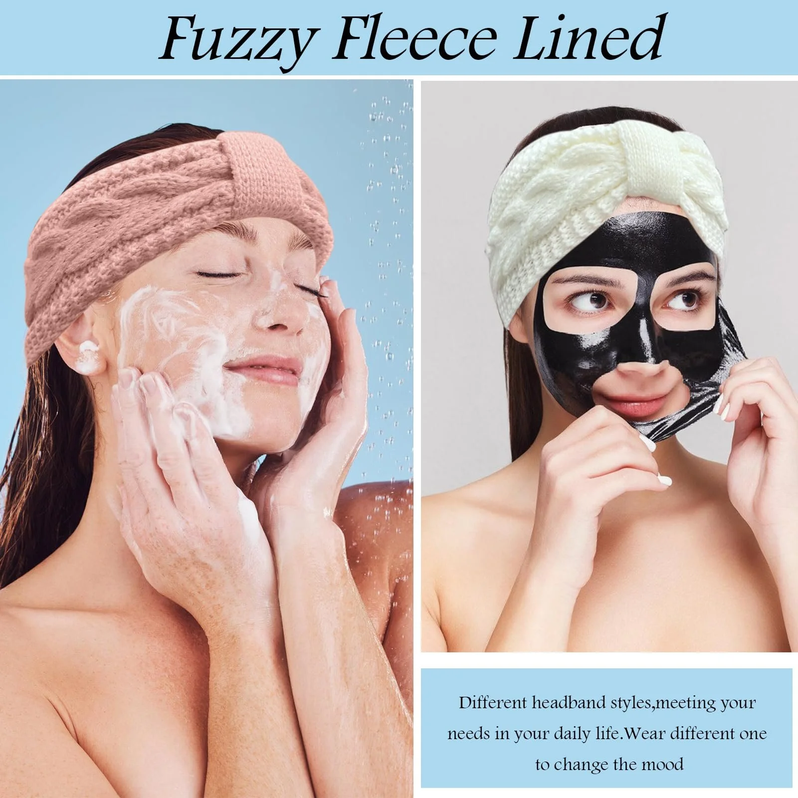 В'язана пов'язка на голову для жінок (2 шт. в упаковці), фото №2