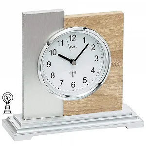 Настільний годинник-радіо AMS Сріблястий Сучасний Дерево Sonoma з Алюмінієвою підкладкою - Фото 1