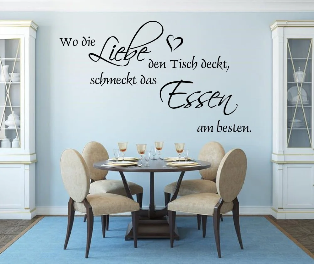 Наклейка на стіну 68037 100 x 58 см "Wo die Liebe den Tisch deckt, schmeckt das Essen am besten", фото №1