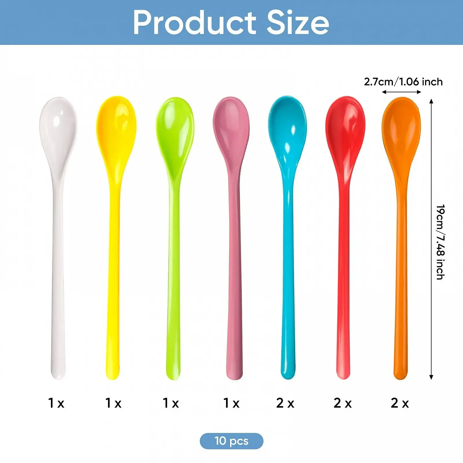 Набір пластикових ложок 10 шт., довгі, фото №2