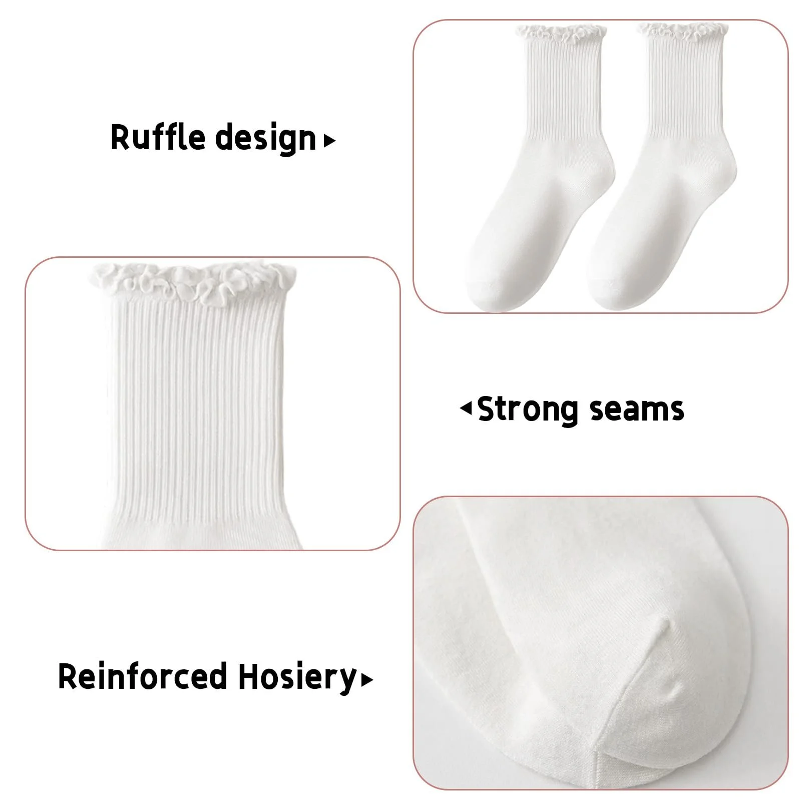 Носки с рюшами для женщин, девочек, 10 пар, хлопковые вязаные носки с оборками, размер 35-41, фото №4