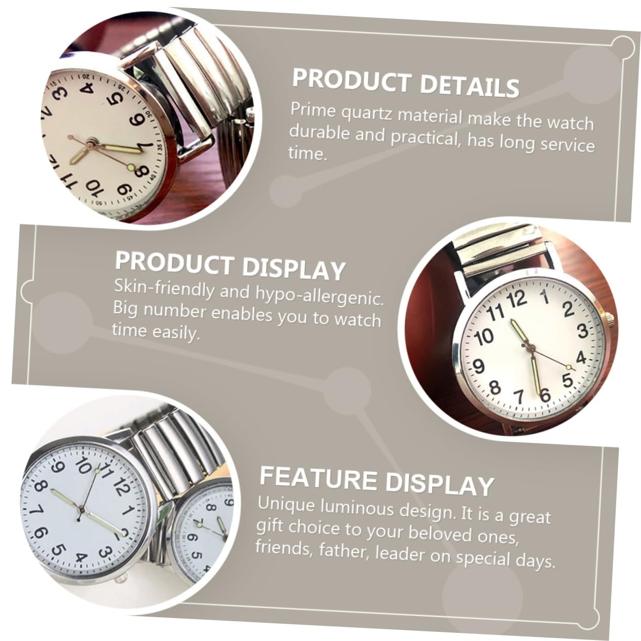 Кварцовий годинник PartyKindom Класичний з великим циферблатом, фото №7