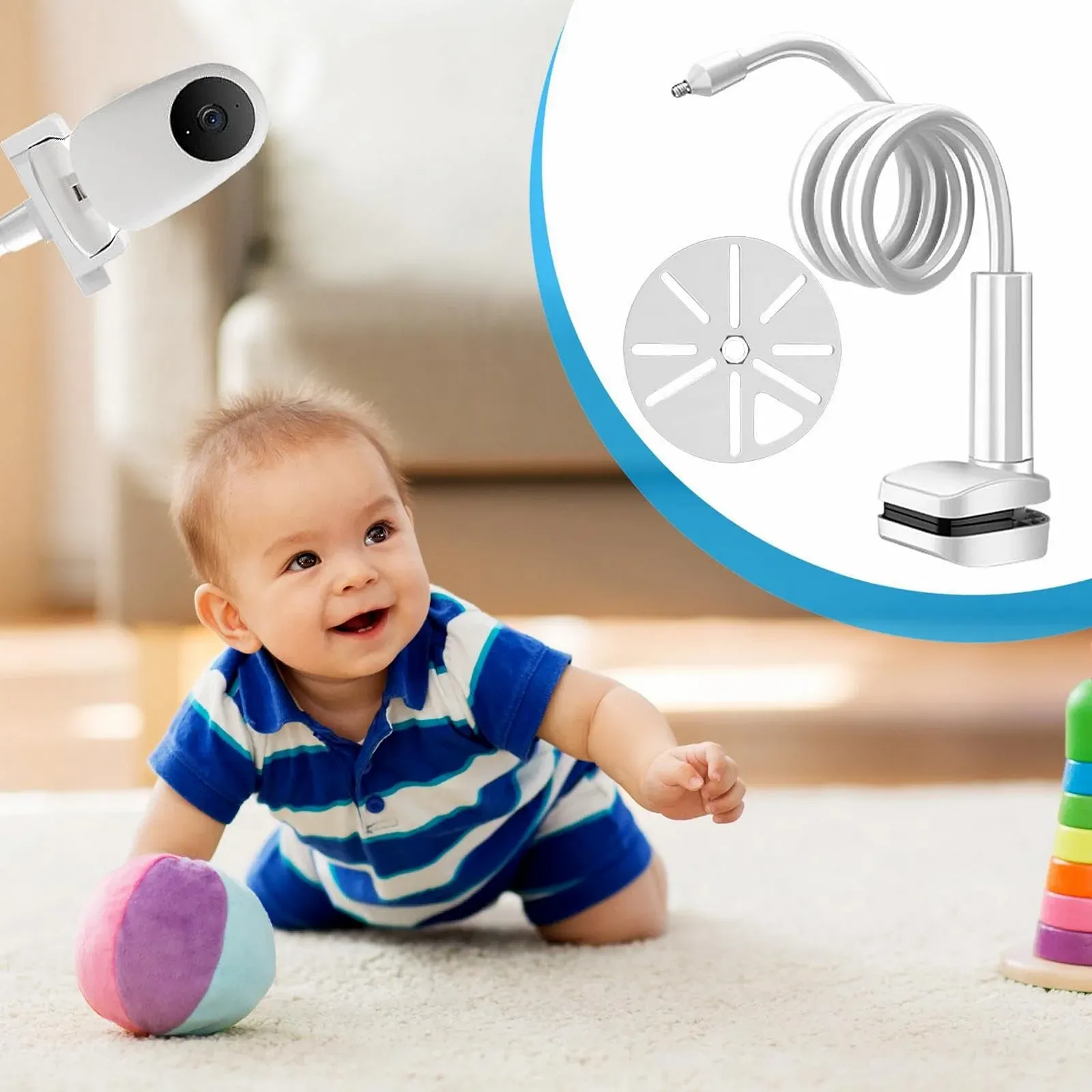 Тримач для відеоняні Baby Monitor Clip Holder Гнучкий кронштейн із затискачем для меблів, фото №7