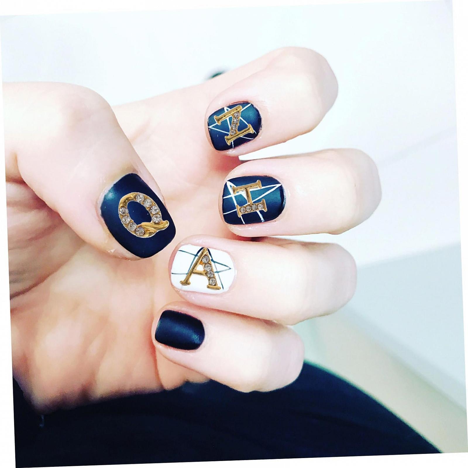 Украшения для ногтей (2 коробки) Healeved Буквы Подвески для ногтей для мобильного телефона Металлические украшения для ногтей Буквы для дизайна ногтей Стразы, фото №5