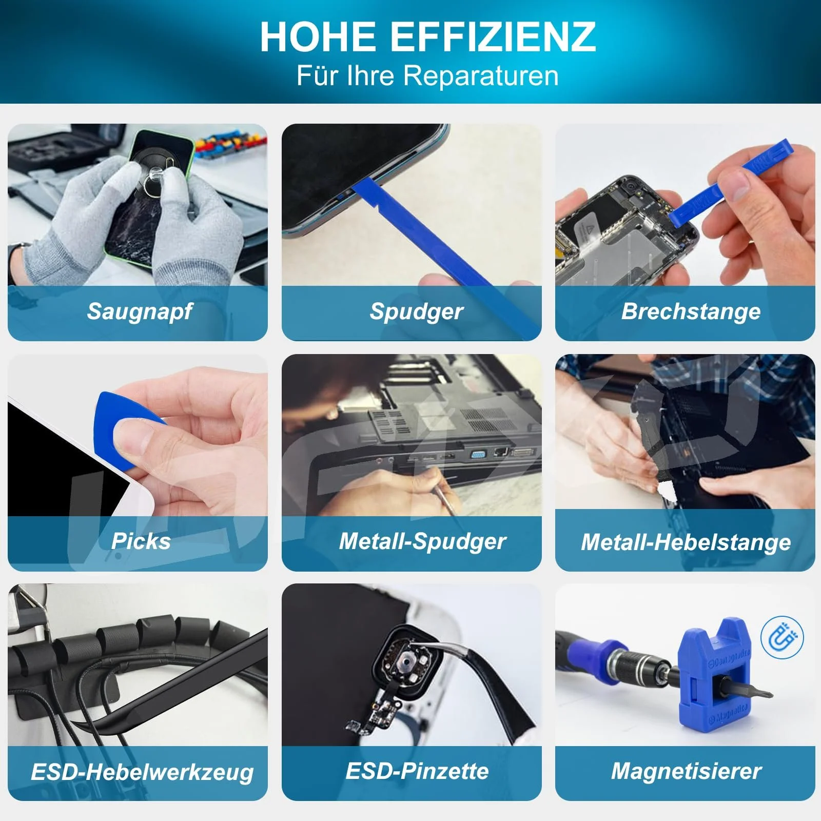 Набір прецизійних викруток 91 шт. зі спуджером та пінцетом для ноутбуків та електроніки, фото №7