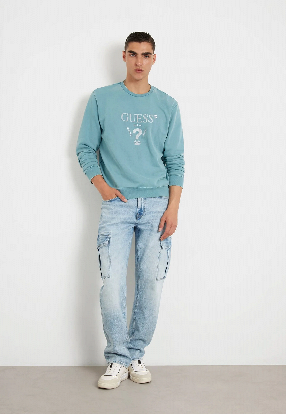 Чоловічий світшот GUESS JEANS / Бірюзовий / Розмір L, фото №3