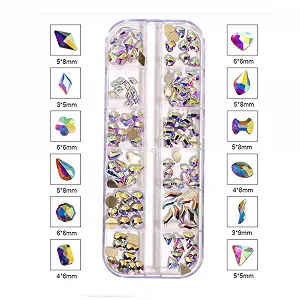 Набор хрустальных страз AB для макияжа глаз, боди-арта, украшения одежды, шляп, сумок, искусства и рукоделия, прозрачные драгоценные камни, включая стразы AB SS4-12, ручку для подбора, пинцет synthetic.ua - Фото 1