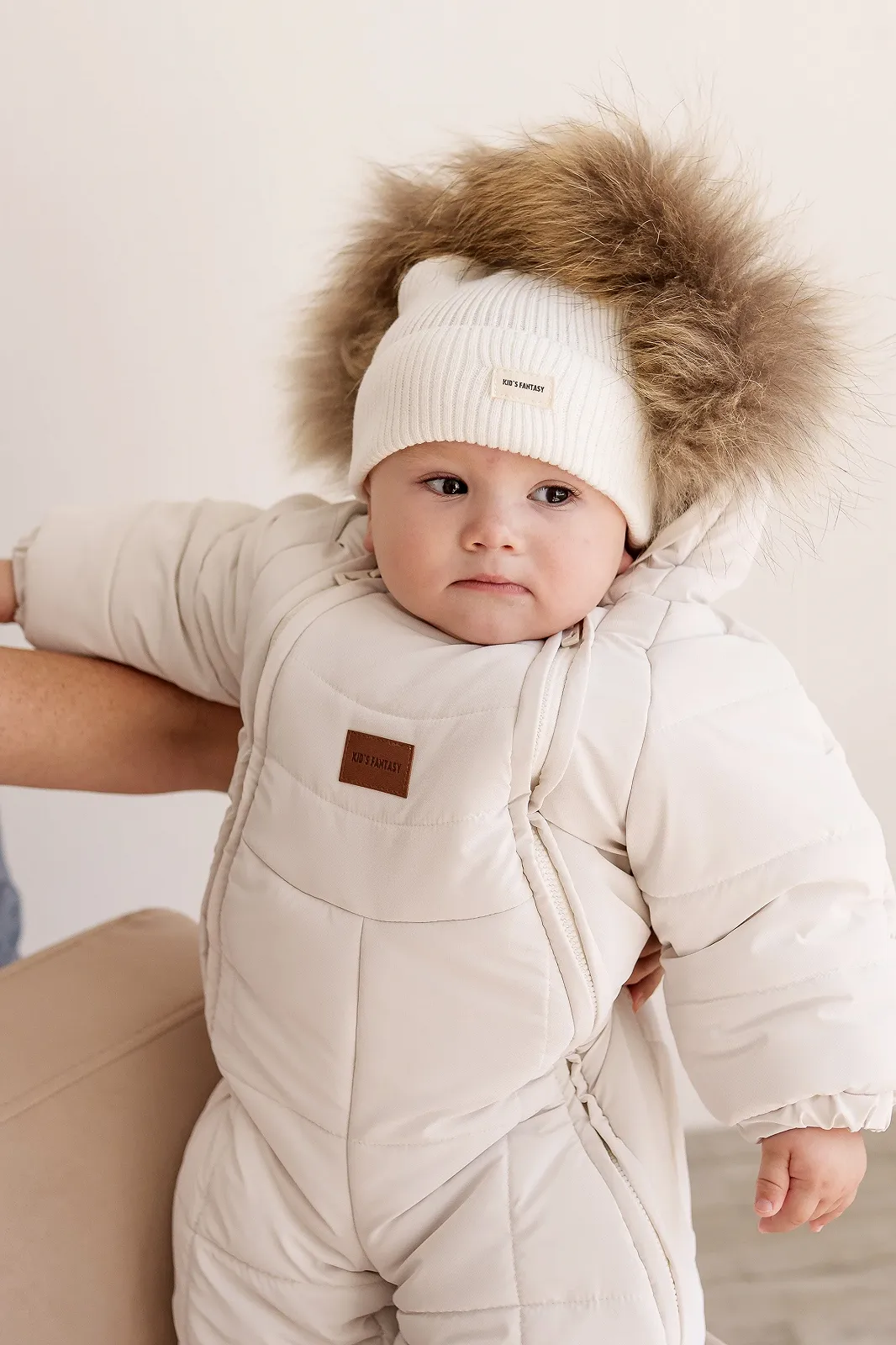 Зимовий комбінезон 74. 80. 86 р Сніжок бежевий, фото №3