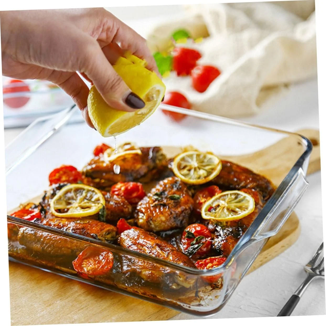 Форма для запікання SOLUSTRE скляна з подвійними термостійкими ручками Овальна, фото №5