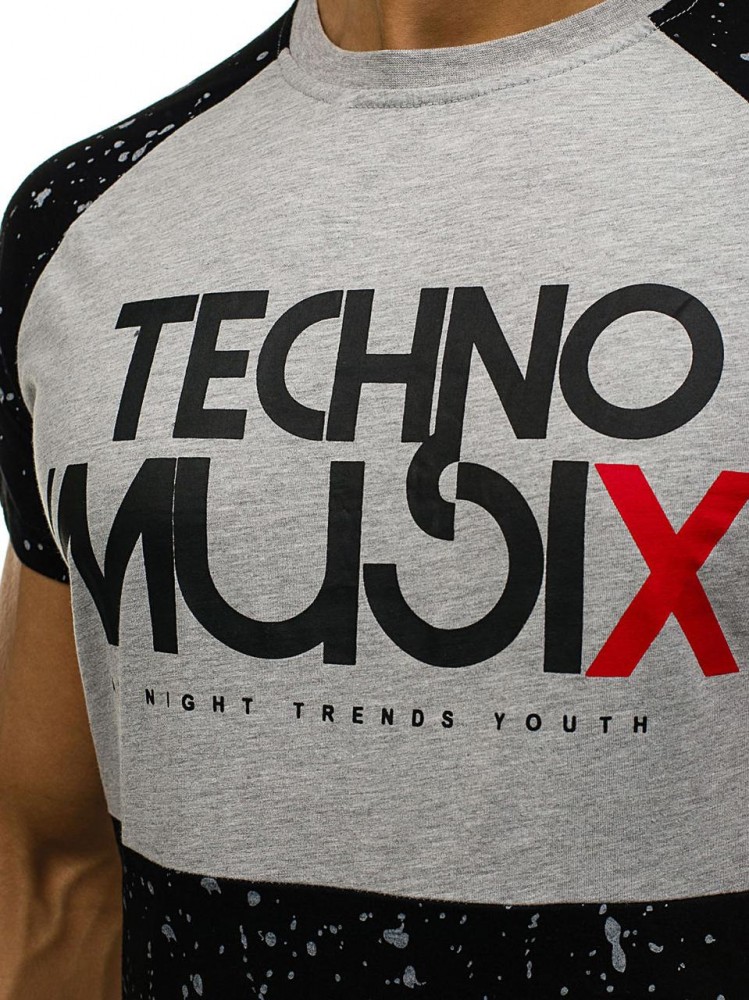 Футболка мужская удлиненная серая J Style, фото №4