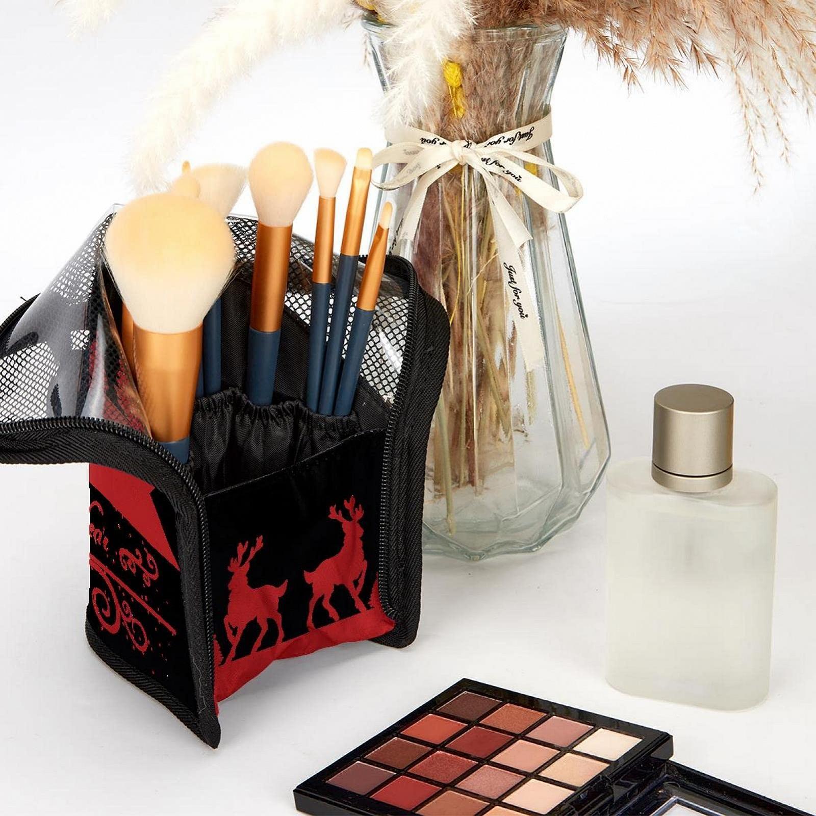 Набор кистей для макияжа с сумкой Red Silhouette Merry Christmas 12 штук Colored-3285, фото №6