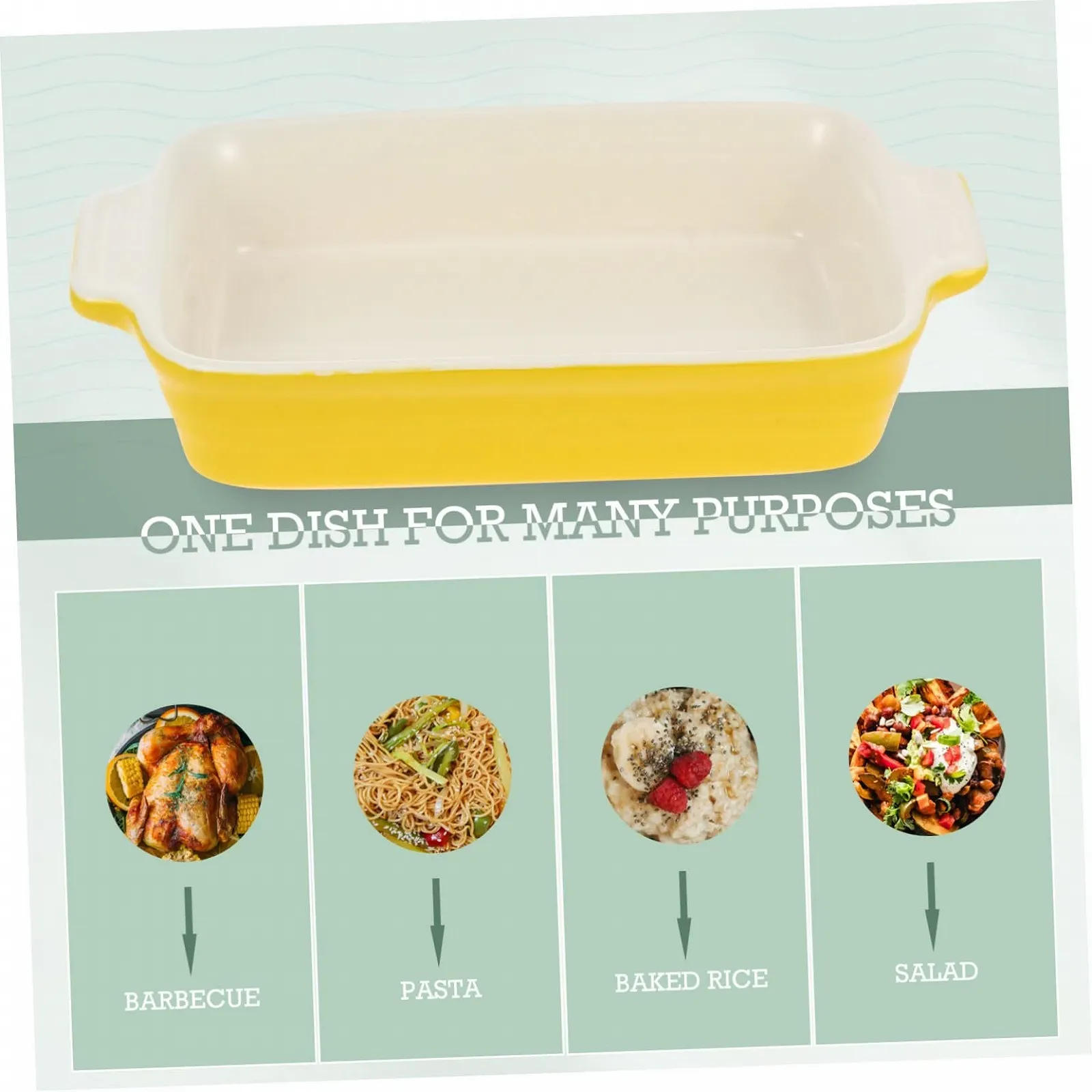 Форма для запекания BESTYASH Керамическая Прямоугольная с ручками Желтая, фото №2 Форма для запекания BESTYASH Керамическая Прямоугольная с ручками Желтая, фото №2