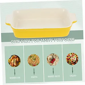 Форма для запікання BESTYASH Керамічна Прямокутна з ручками Жовта synthetic.ua - Фото 1