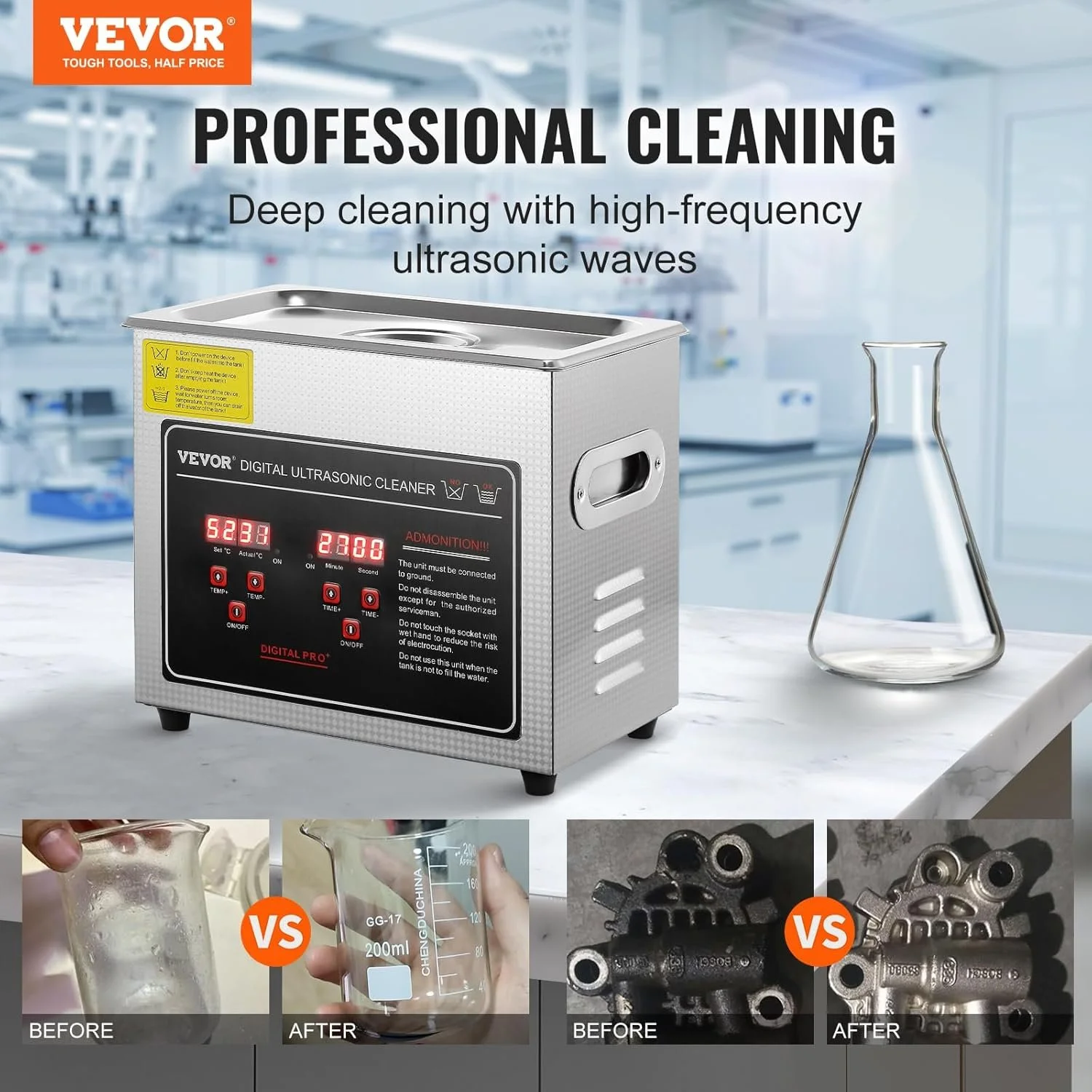 Ультразвуковий очисник Vevor Ultrasonic Cleaners 3L KZ-D3 Silver, фото №3 Ультразвуковий очисник Vevor Ultrasonic Cleaners 3L KZ-D3 Silver, фото №3