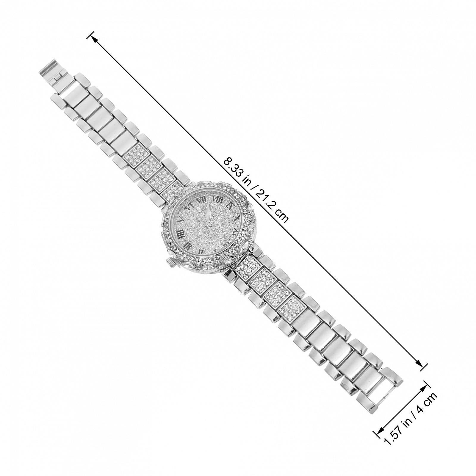 Часы OATIPHO Женские, со стразами, серебристые, фото №3