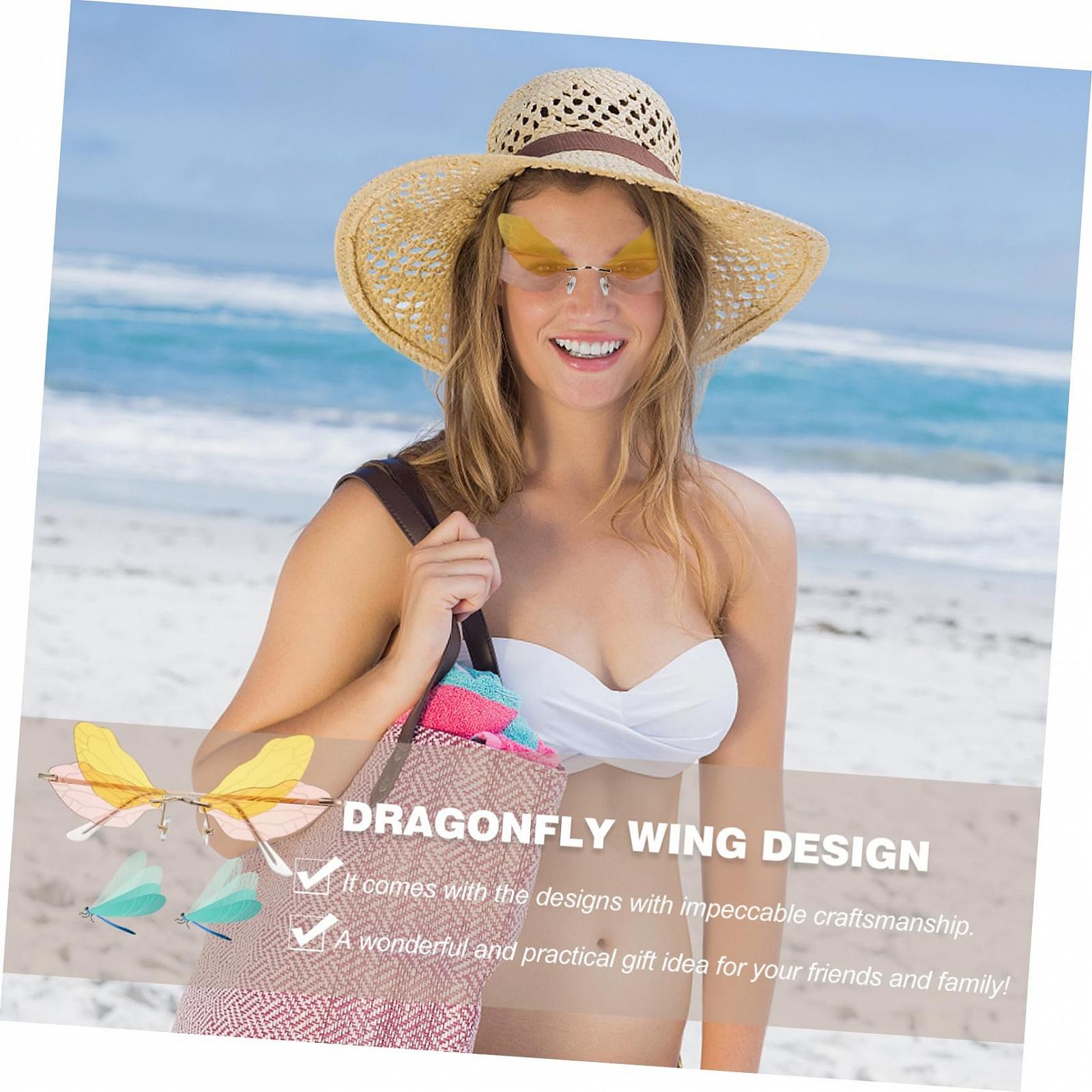 Сонцезахисні окуляри Квадратні PACKOVE Без оправи для жінок Унісекс x2 шт., фото №4