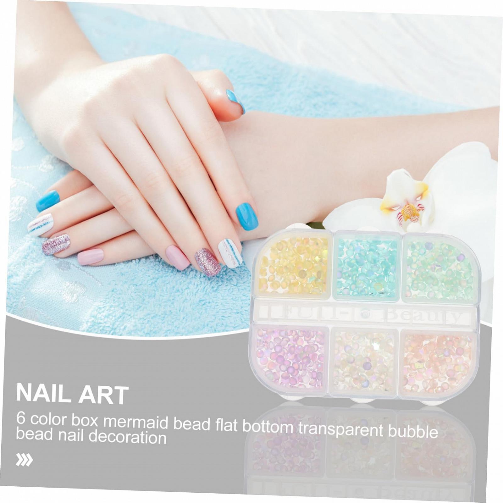 Аксессуары для ногтей (1 коробка) Блестки для ногтей, драгоценные камни, блестки для ногтей русалки, уникальные украшения для ногтей, жемчуг для плоского дна, цветная смола, фото №5