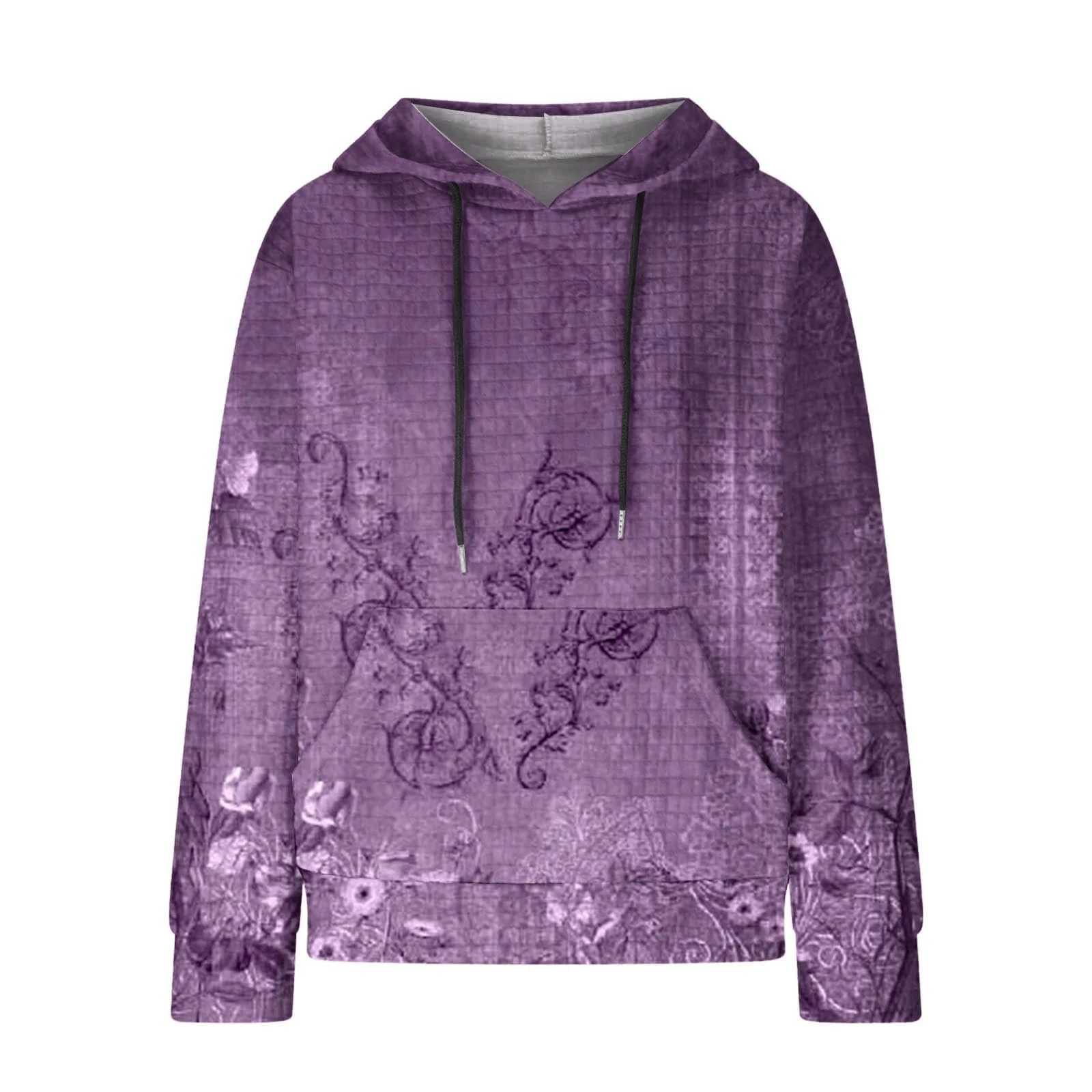 Женская Толстовка с капюшоном Oversize, Куртка, Винтажный цветочный принт, фото №4