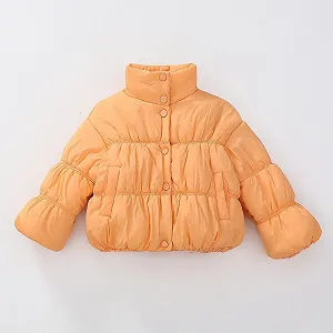 Зимняя куртка для девочек, повседневная длинная зимняя куртка с капюшоном и карманами, однотонное зимнее пальто, легкая теплая черная пуховая куртка, переходная куртка, детская куртка, теплая верхняя одежда для малышей synthetic.ua - Фото 1