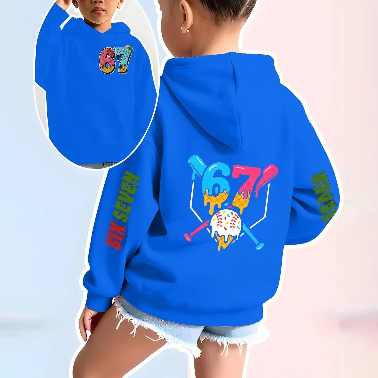 Толстовка Generisch Six Seven 67 Meme 67 Мотив Флісова кофта, фото №2