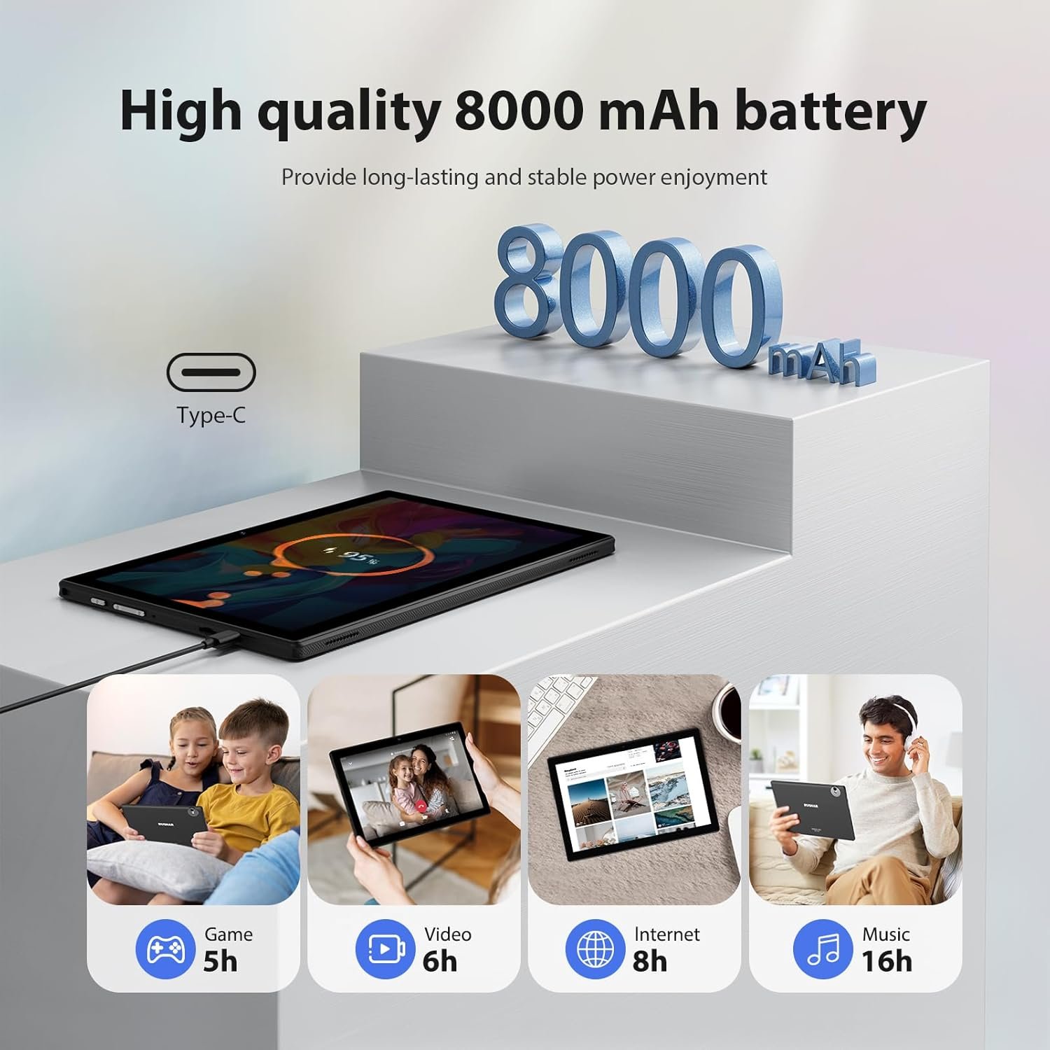 Планшет 10.1" RUSHAR L211 12+24/128Gb 8 ядер Android 14 8000 mAh Черный, фото №5