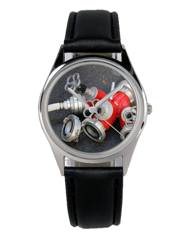 Годинник KIESENBERG B-2806 Ідея подарунка для пожежників Вболівальник Унісекс Аналоговий Кварцовий Шкіряний ремінець Годинник 36 мм Діаметр, чорний, ремінець, фото №1