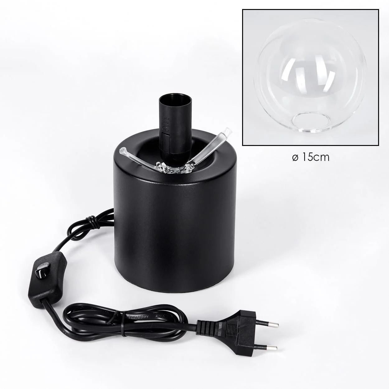 Настільна лампа HOFSTEIN Gastor Метал / Скло Сучасна Ретро/Вінтаж E14 Чорна/Прозора, фото №5