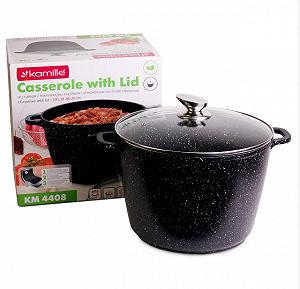 Кастуля 10 л з літового алюмінію з антипригарним покриттям і скляною покриттям Kamille KM-4408 - Фото 1