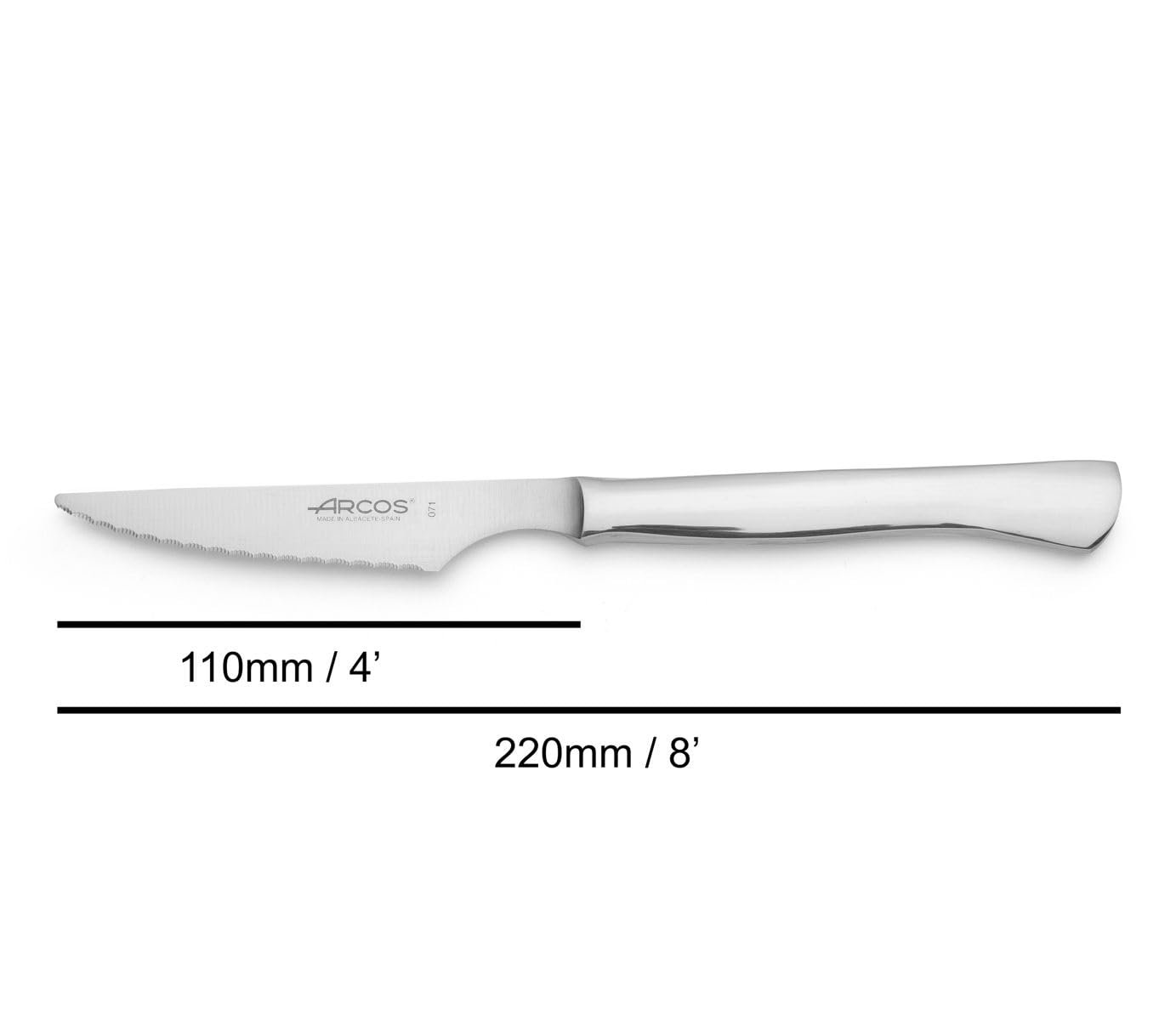 Нож для стейка Arcos Набор 12 шт (6 ножей + 6 вилок) Monoblock из цельного куска нержавеющей стали Серебряный, фото №5 Нож для стейка Arcos Набор 12 шт (6 ножей + 6 вилок) Monoblock из цельного куска нержавеющей стали Серебряный, фото №5