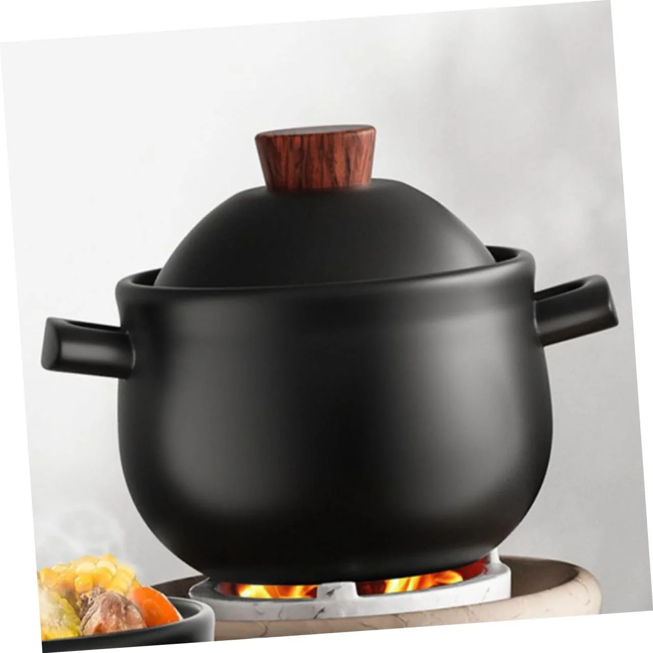 Кастрюля-жаровня Toyvian Ceramic Casserole Large Japanese Stone Pot керамическая термостойкая черная, фото №8