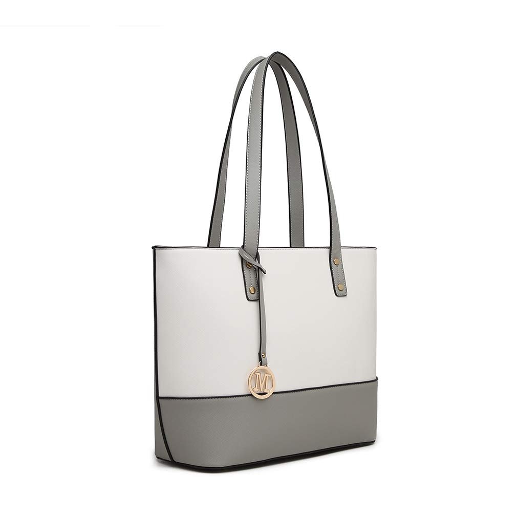 Сумка женская Miss Lulu Набор 3 в 1 Серая и белая, фото №2