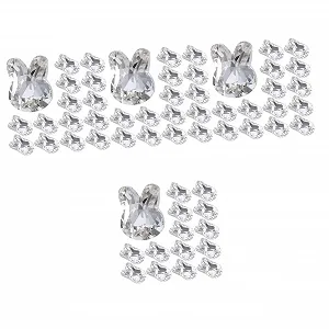 Украшение для ногтей FRCOLOR 80 шт. Кролик, украшение для ногтей, для маникюра, наклейки для ногтей, шпильки для ногтей, подвески, камни для ногтей, кристаллы 3D, заостренное основание, серебряный жемчуг - Фото 1