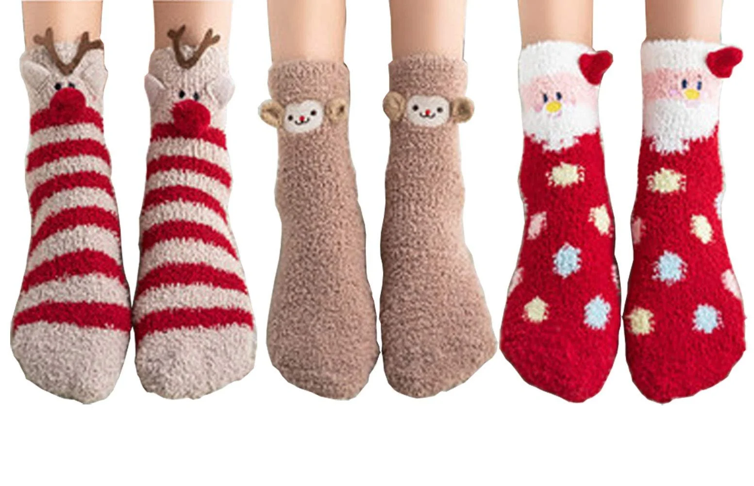 3 пары Рождественских носков для женщин и девочек Хлопковые Теплые Толстые Шерстяные Зимние Носки Подарок для Рождественской вечеринки День рождения B Один размер, b, фото №1