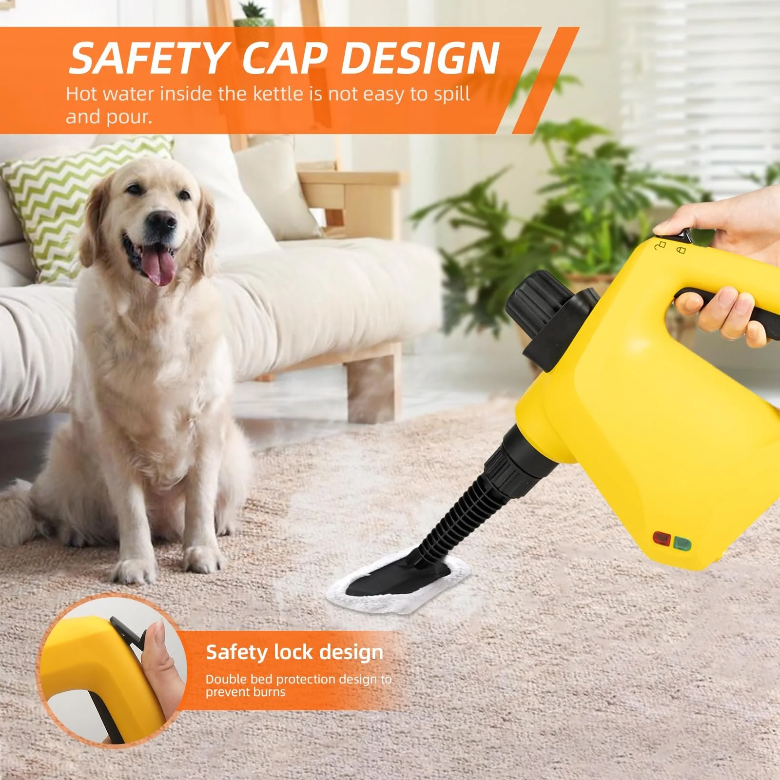 Пароочисник Carehabi портативний ручний з аксесуарами для видалення плям, фото №4