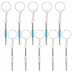 Набір Victoria Pack of 10 Mini Glasses Screwdriver 3-в-1 Комплект для ремонту окулярів Кільце з ключем Міні інструмент Сріблястий Синій - Фото 1