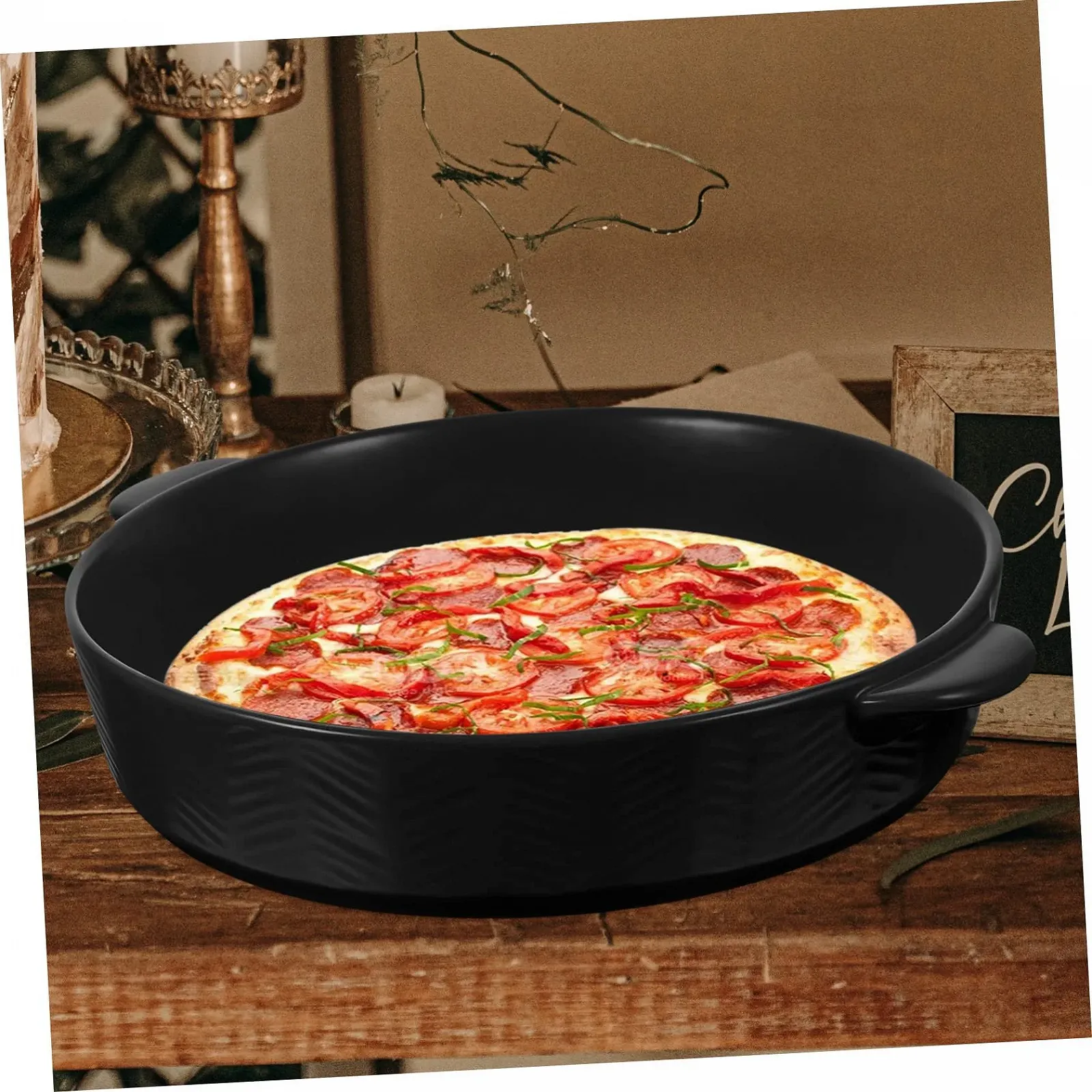 Форма для выпечки Mobestech Керамическая Круглая с двойной ручкой, фото №3